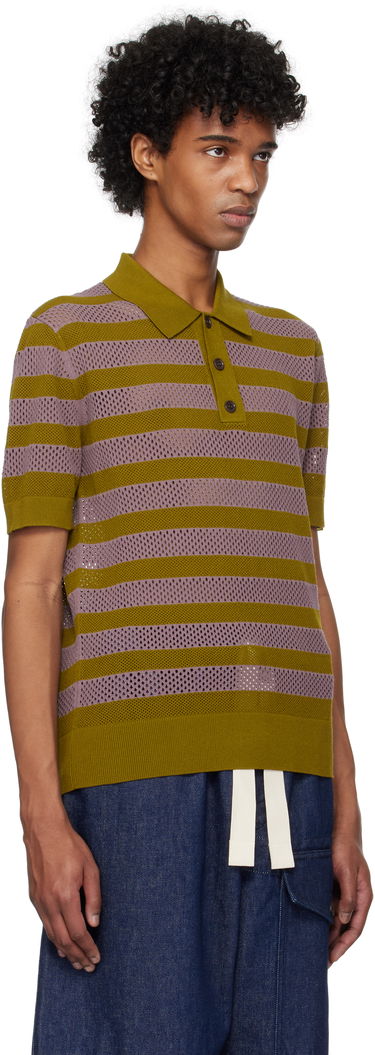 Polo skjorte Dries Van Noten Dries Van Noten Striped Knit Polo Bourgogne | 251-021214-1701, 4