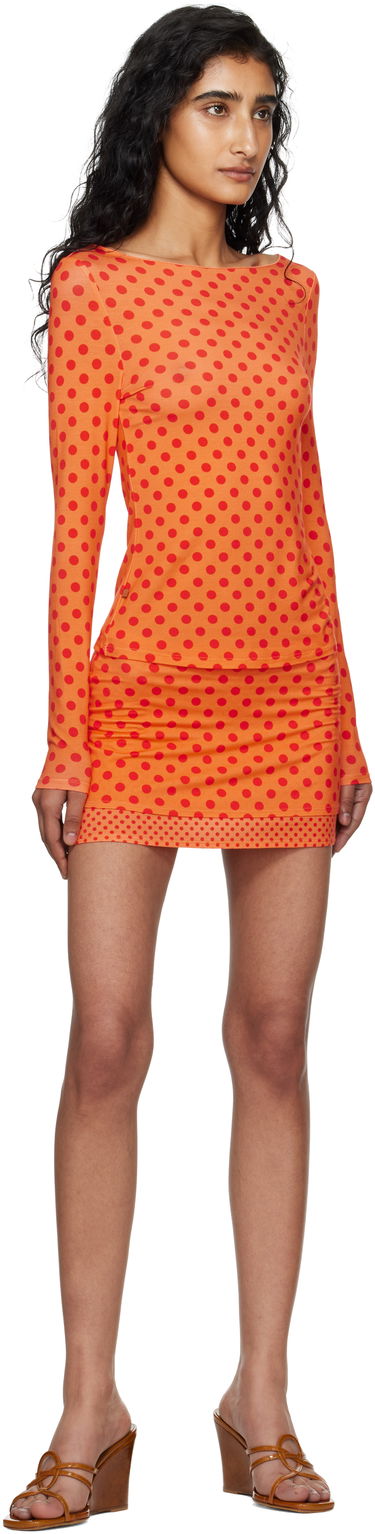 T-shirt Miaou Miaou Amelia Polka Dot Long Sleeve Top Orange | 7183LJBRRP, 3