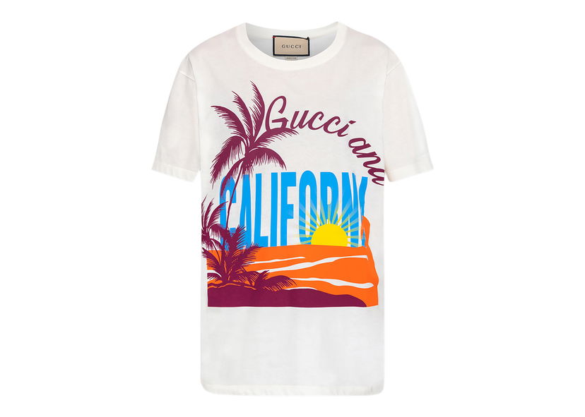 T-shirt Gucci California Oversized T-shirt White Hvid | 615044 XJED0 9095