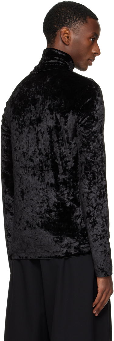 Sweater Dries Van Noten Dries Van Noten Crushed Velvet Long Sleeve High Neck Top Sort | 252-021128-2329, 2