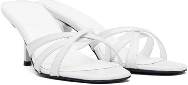 Skopleje BY FAR BY FAR Julie Creased Calf Leather Heeled Sandals Hvid | MWFHO020CL034WH025PL, 3