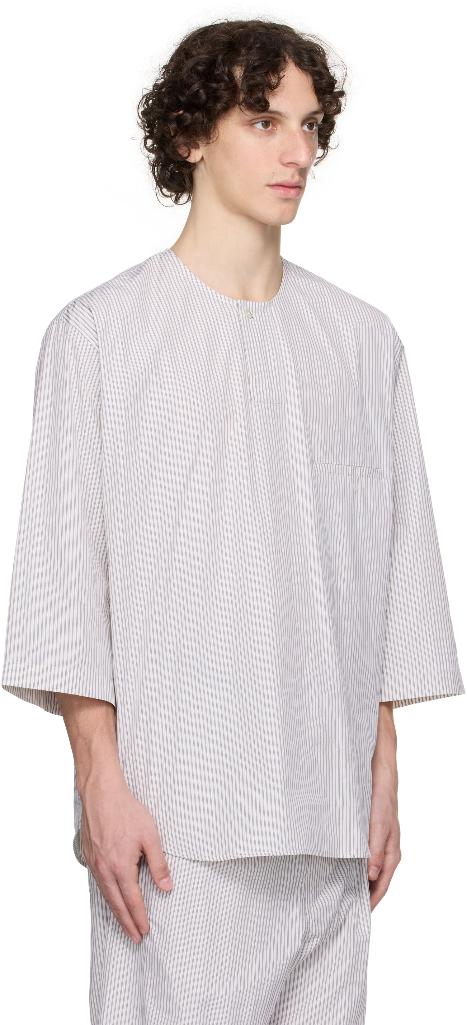 T-shirt LEMAIRE Lemaire Short Sleeve Henley Hvid | TO1326 LF1409, 1