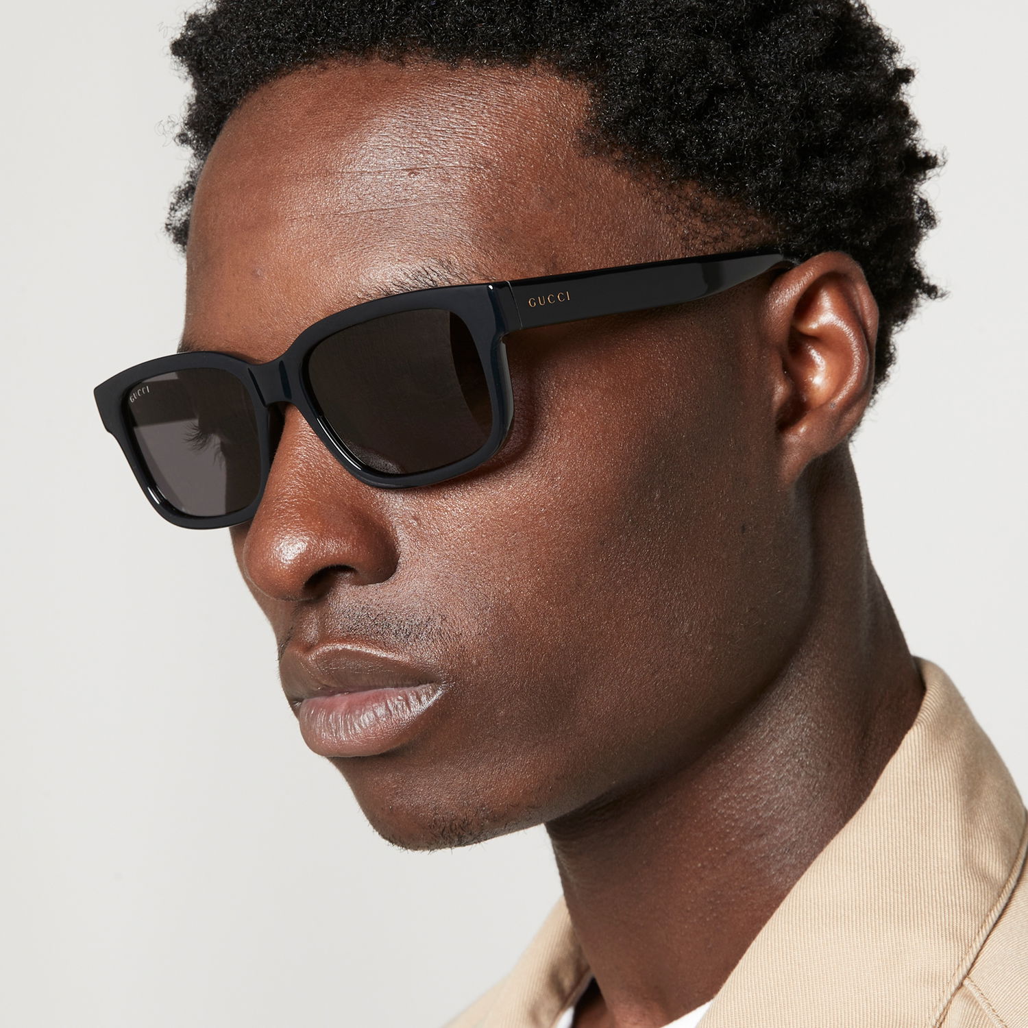 Solbriller Gucci Minimal Logo Acetate Rectangular Sunglasses Sort | GG1583S-001, 0