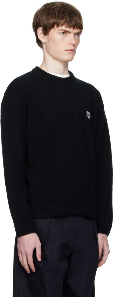 Sweater MAISON KITSUNÉ Maison Kitsuné Fox Head Lambswool Sweater Sort | PM00803KT1006, 1