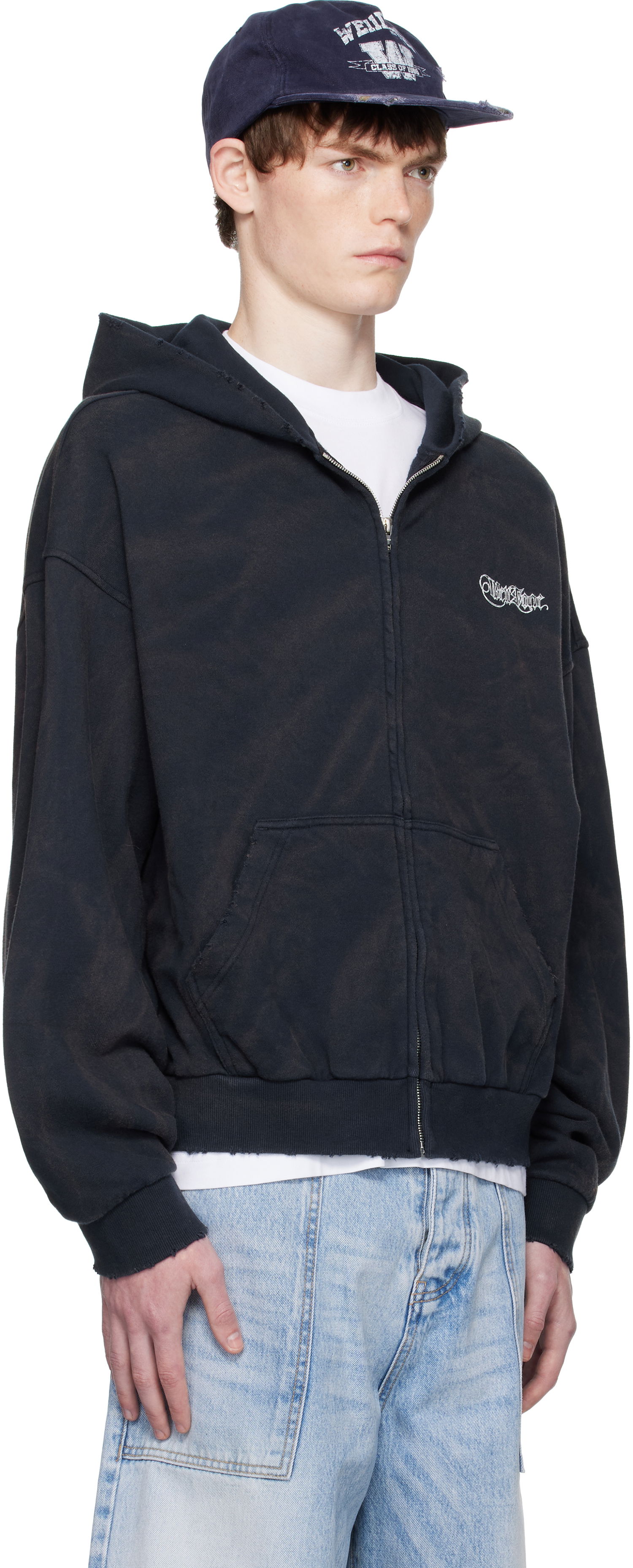 Sweatshirt We11done We11done Gothic Logo Zip-Up Hoodie Sort | WD-TJ2-25-845-U-NV, 1