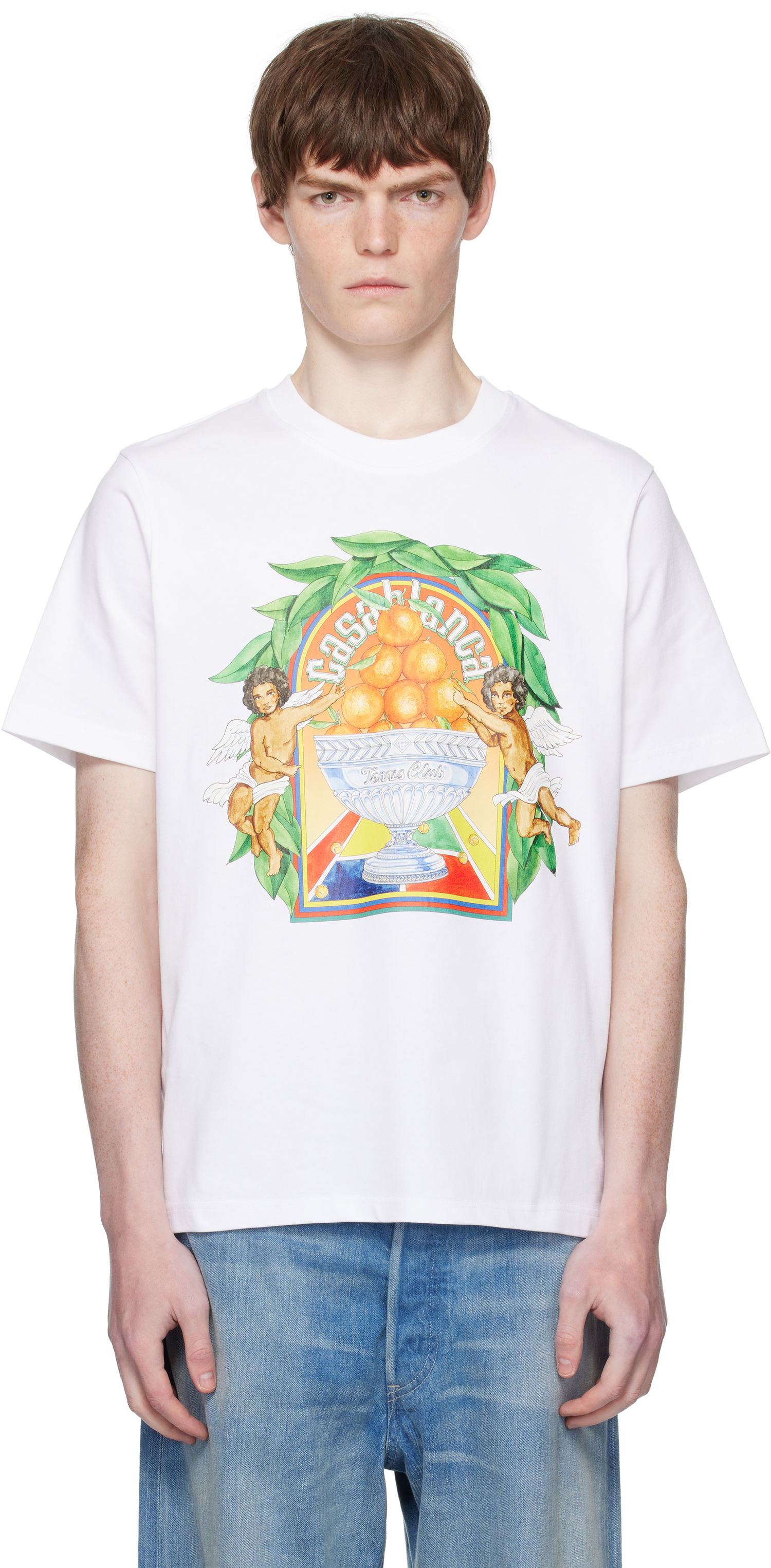T-shirt Casablanca Casablanca Triomphe D'Orange Graphic Tee Hvid | MPF25-JTS-001-23-EX-FLANNELS, 0