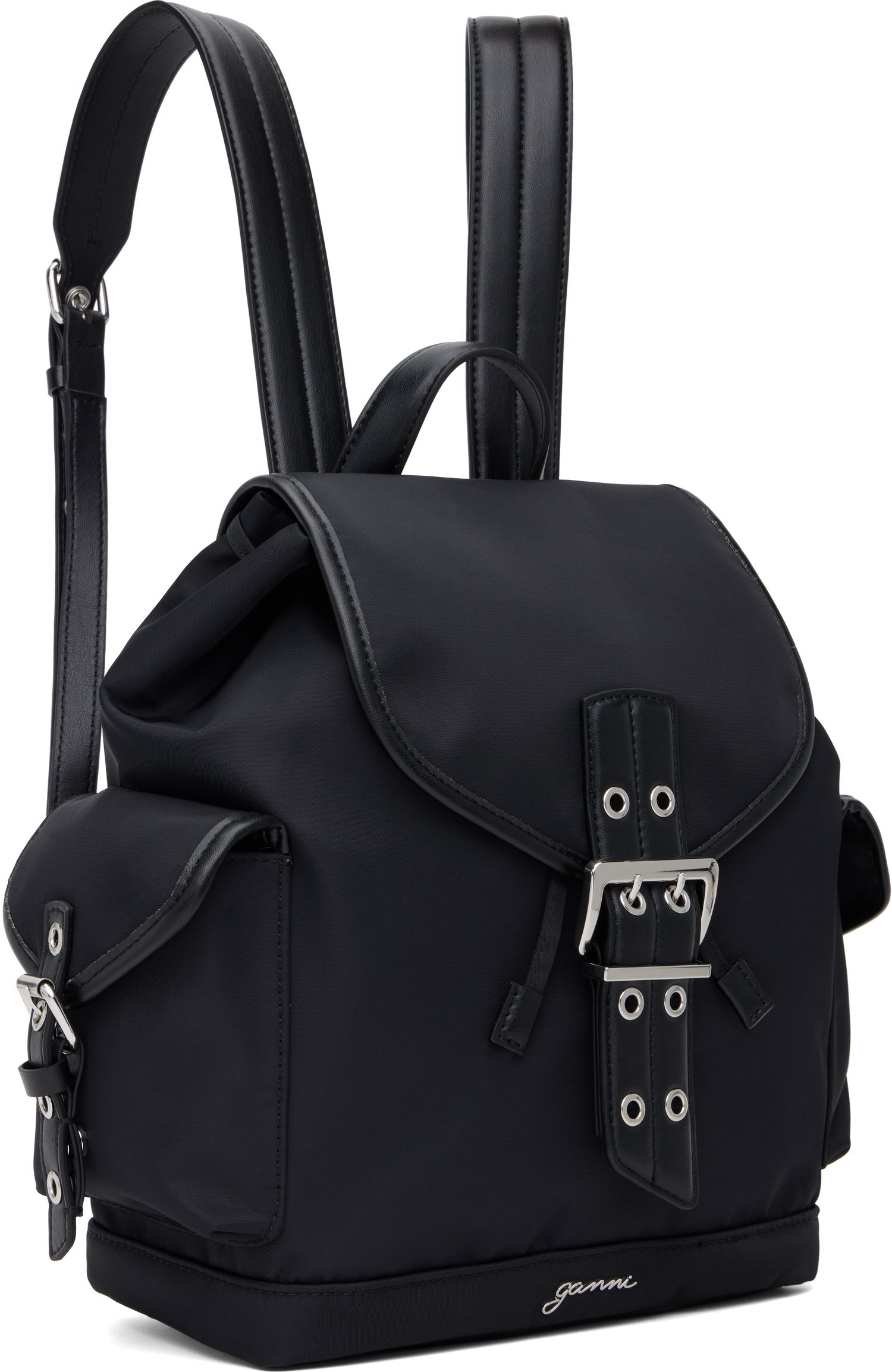 Rygsæk GANNI GANNI Small Bucky Nylon Backpack Sort | A6528, 1