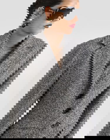Frakker Dolce & Gabbana Dolce & Gabbana Single-Breasted Wool Chevron Coat Grå | F0W4QTFC2FUS8030, 3