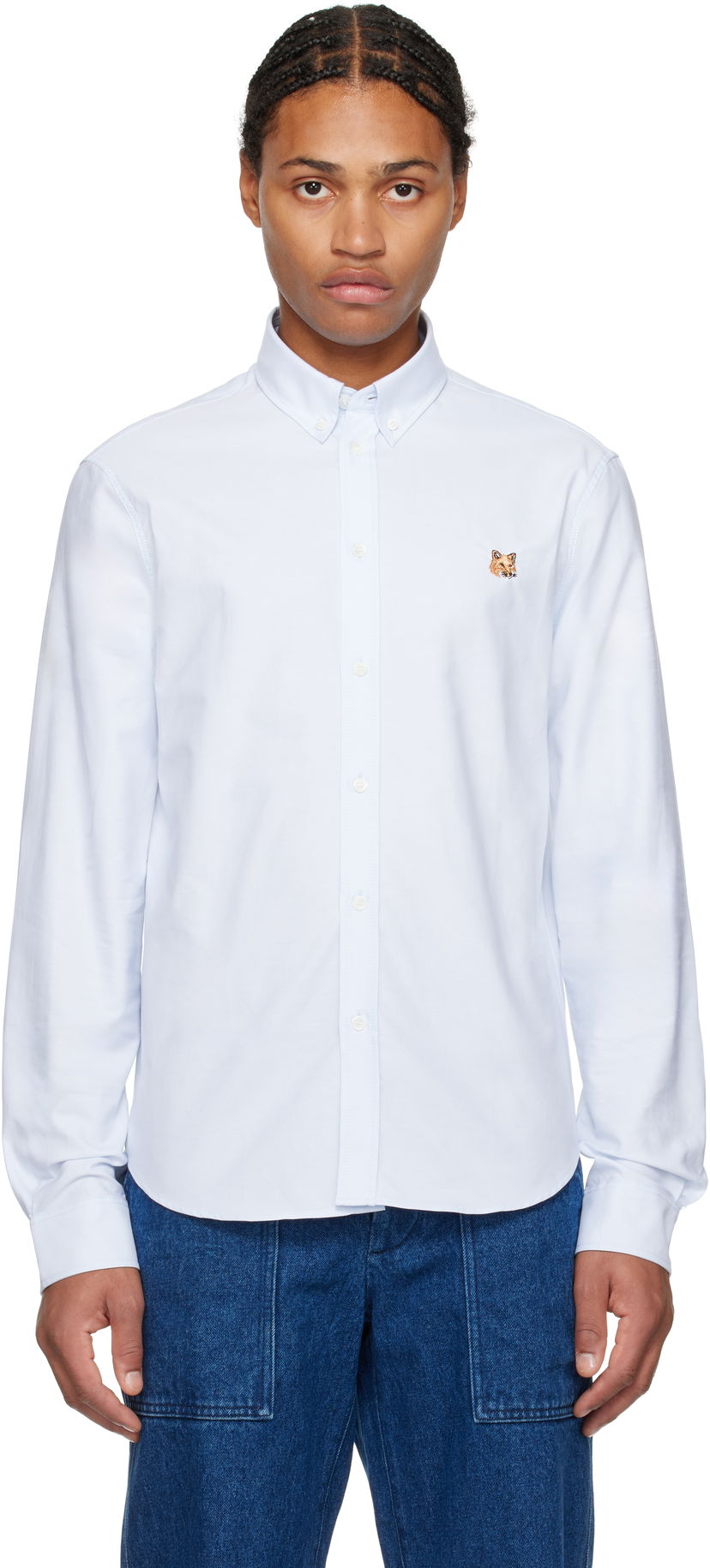 Skjorte MAISON KITSUNÉ Mini Fox Head Classic Shirt Blå | MM00413WC5012