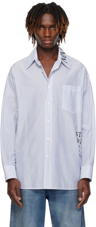 Skjorte Maison Margiela MM6 Maison Margiela Asymmetric Striped Poplin Shirt Blå | SH0DT0014 M35251, 0