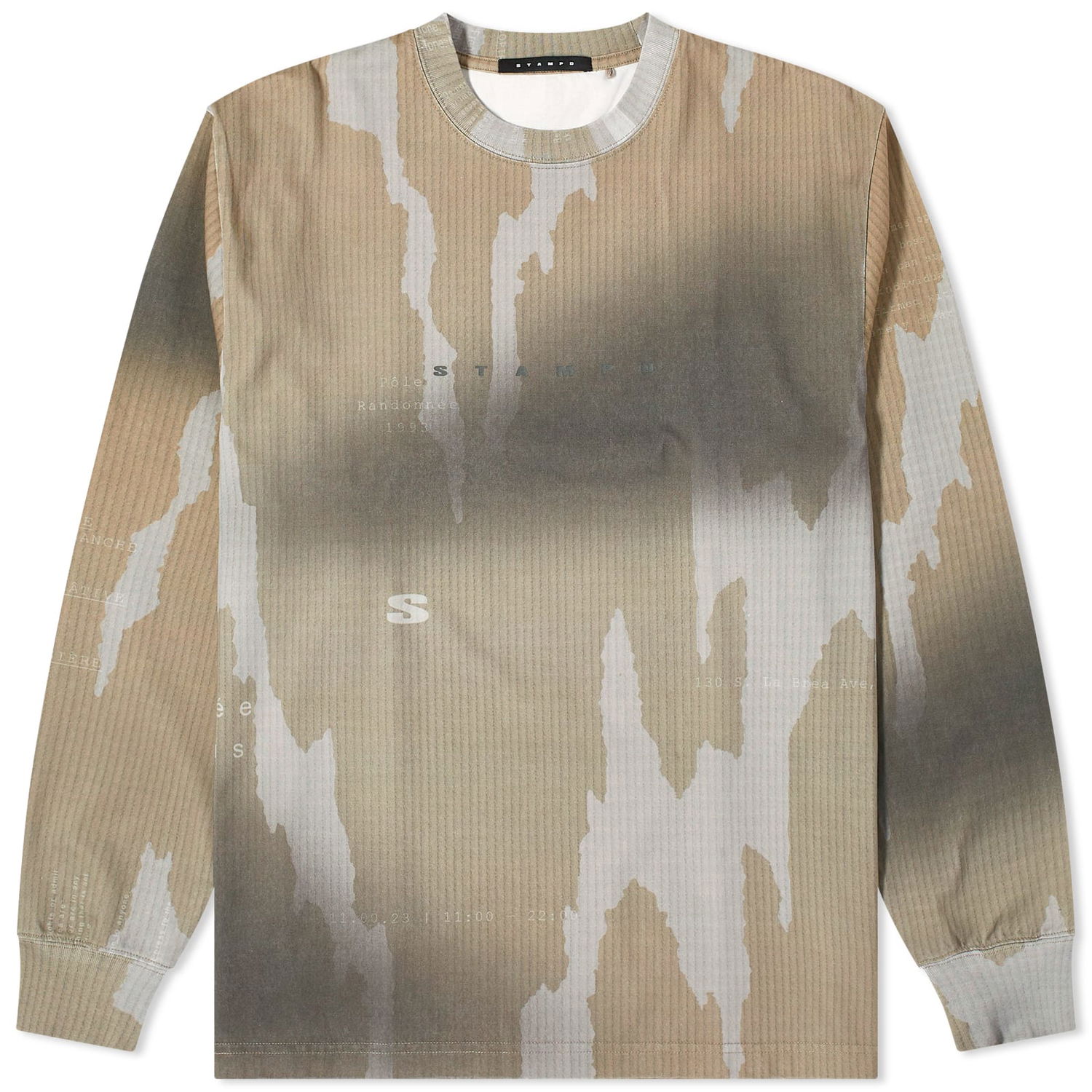 T-shirt Stampd Long Sleeve Ikat Camo Sublimated T-Shirt Beige | SLA-M3261TE-IKC, 0