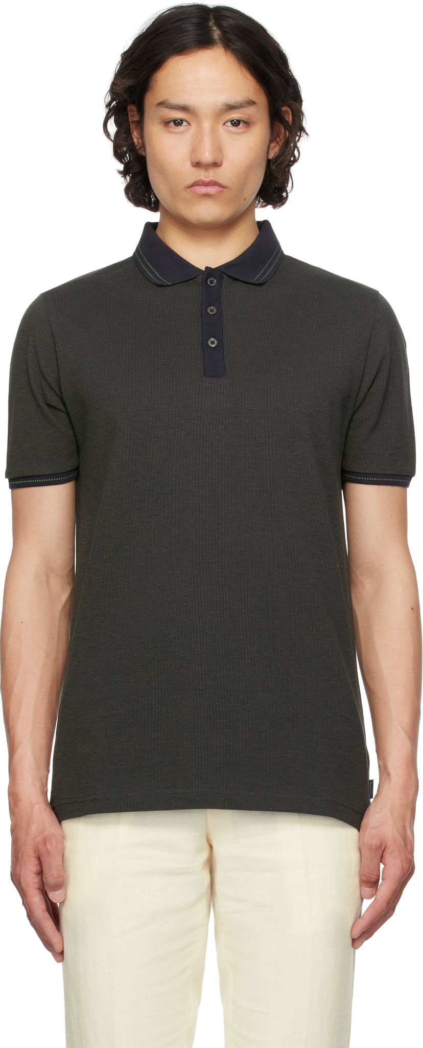 Polo skjorte Paul Smith PS Paul Smith Micro Jacquard Organic Cotton Polo Grøn | M2R-081Z-P22277-49