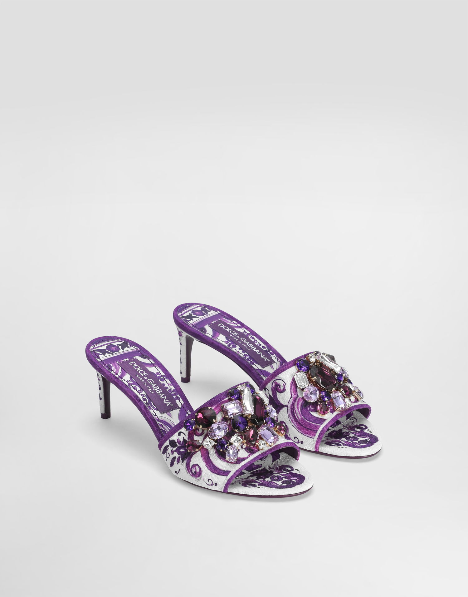 Tilbehør Dolce & Gabbana Dolce & Gabbana Brocade Jewel Embroidered Mules Lilla | CR1744AE123I03TN, 1