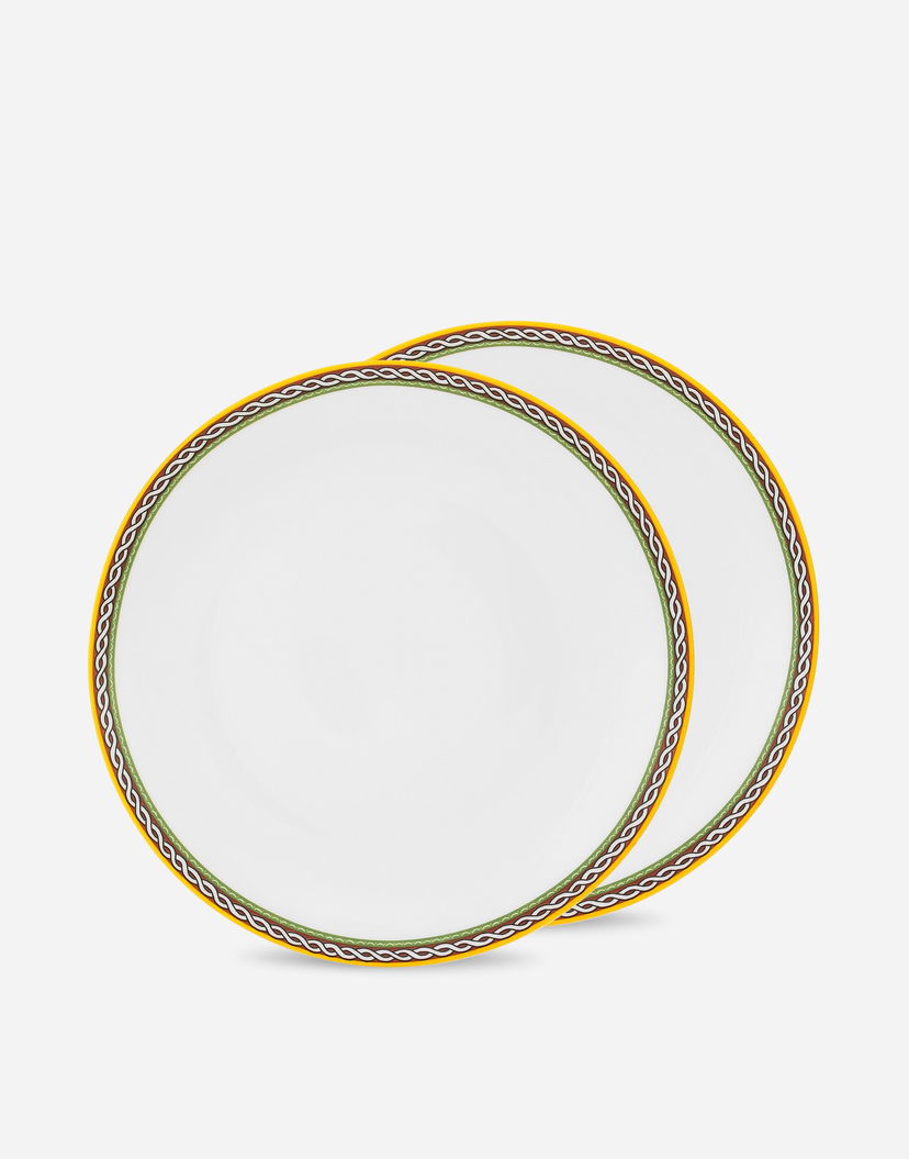Home decor Dolce & Gabbana Set of 2 Porcelain Dinner Plates Hvid | TC0S04TCALIUC152