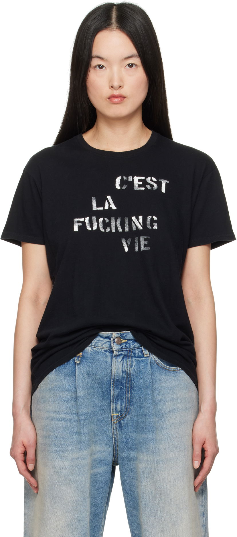 T-shirt R13 R13 'C'est La Fucking Vie' Boy T-Shirt Sort | R13WK001-K123A