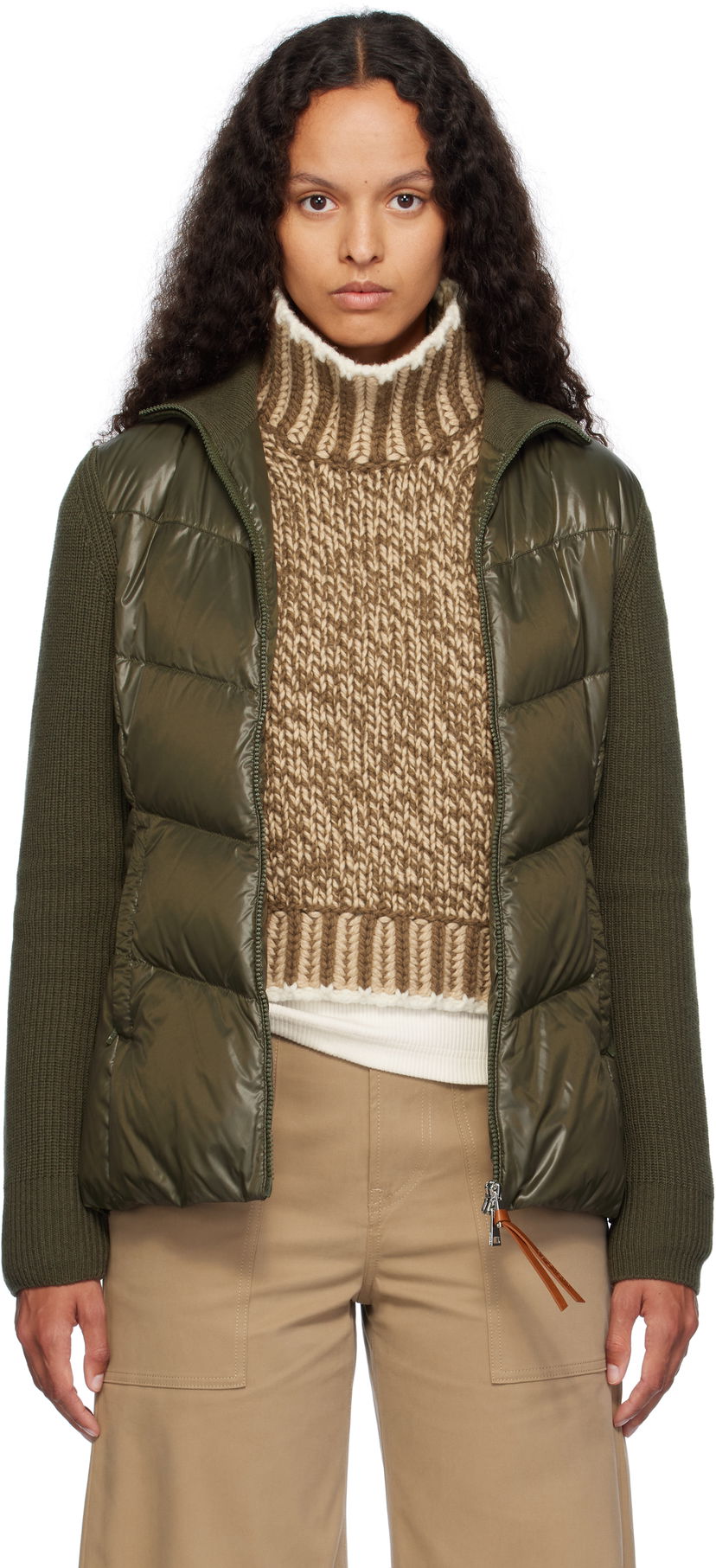 Puffer jakke Moncler Moncler Padded Wool Zip-Up Down Cardigan Grøn | J20939B00041M1241
