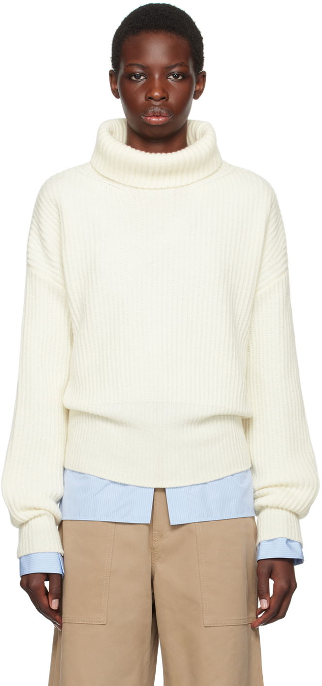 Sweater Moncler White Patch Turtleneck Hvid | J20939F00019M1241, 0