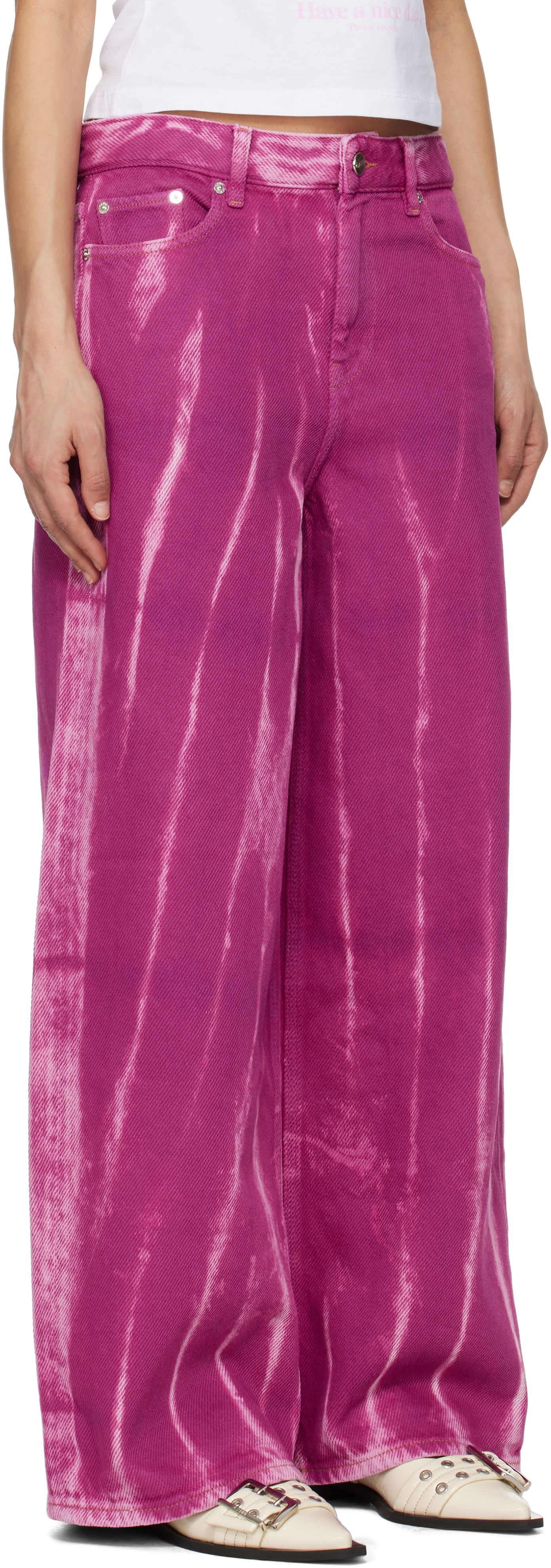 Jeans GANNI GANNI Overdyed Heavy Denim Marri Jeans Lilla | J1671, 1