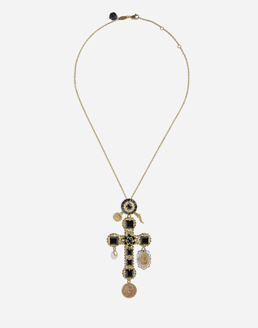 Halskæde Dolce & Gabbana Dolce & Gabbana Sapphire Cross Charm Necklace Metalisk | WADC1GW0001ZOO00, 0