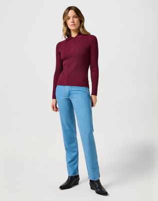 Sweater Wrangler Wrangler Rib Knit Polo Shirt Bourgogne | 112356484:XXL, 0