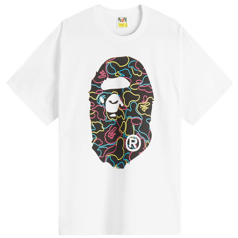 T-shirt BAPE Neon Camo Big Ape Head Tee Hvid | 001TEL301039M-WHT