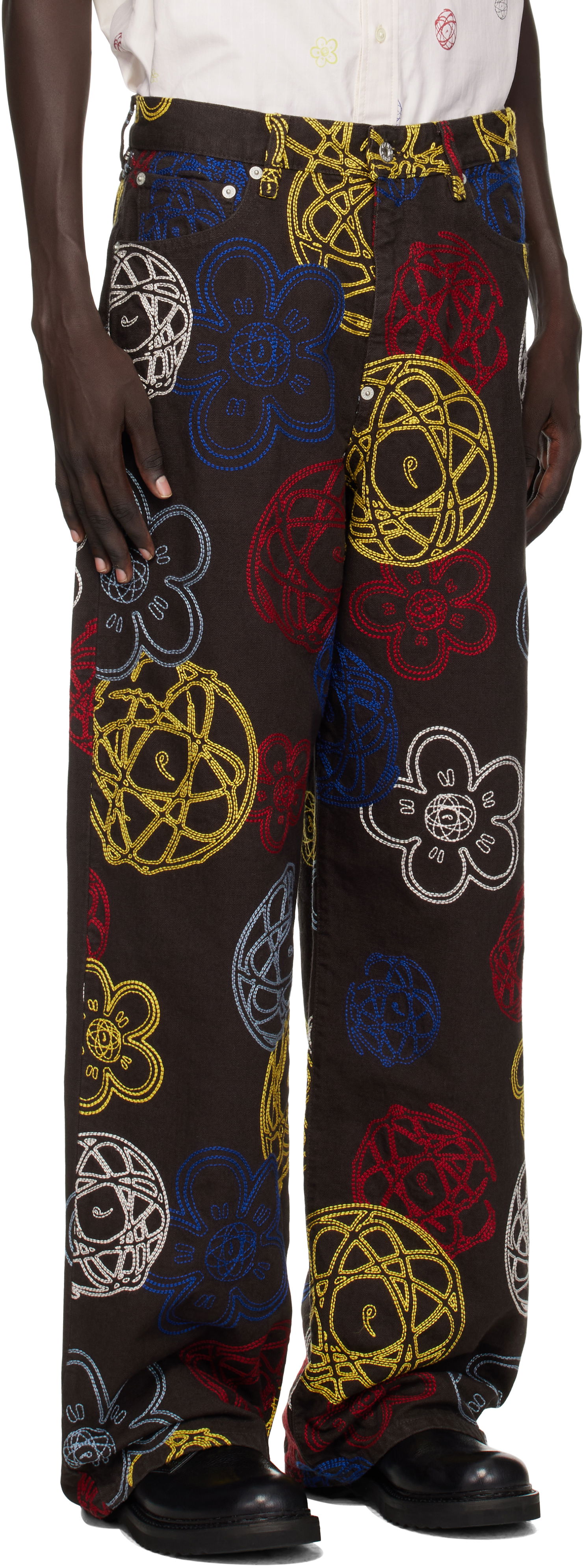 Bukser KENZO Kenzo Paris Futura 2000 Edition Embroidered Trousers Sort | FF65PA3839G2, 1