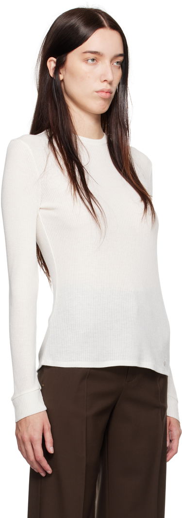 T-shirt Loulou de Saison Loulou de Saison Ortigia Ribbed T-Shirt Hvid | ORTIGIA, 3