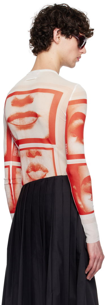 T-shirt Jean Paul Gaultier Jean Paul Gaultier 'The Eyes And Lips' Mesh Long Sleeve T-Shirt Hvid | 24/30-F-TO209-T553-013014, 2