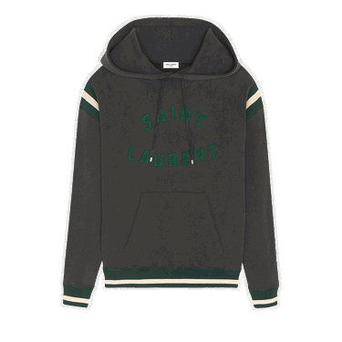 Sweatshirt Saint Laurent Logo Varsity Hoody Sort | 689395 Y36SV 1175, 0