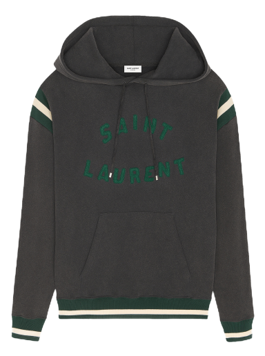 Sweatshirt Saint Laurent Logo Varsity Hoody Sort | 689395 Y36SV 1175