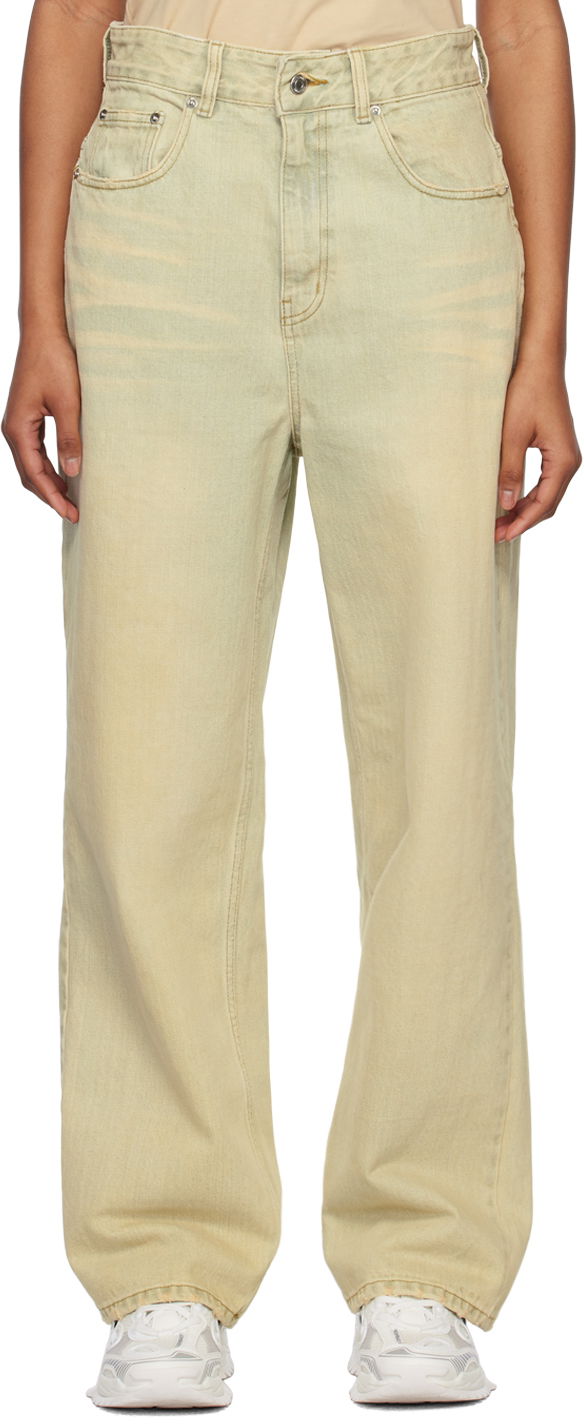 Jeans We11done Wide-Leg Jeans Grøn | WD-DP1-23-357-W-BG