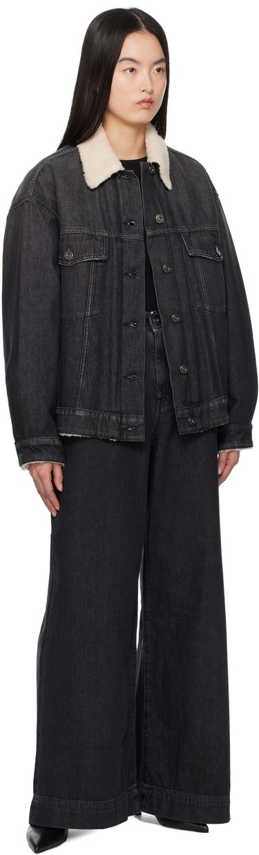 Jakke Max Mara Weekend Max Mara Libano Denim Jacket with Shearling Collar Sort | 2515081051600, 3