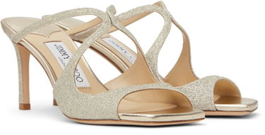 Tilbehør Jimmy Choo Jimmy Choo Anise 75 Glitter Heeled Mules Metalisk | ANISE 75, 3
