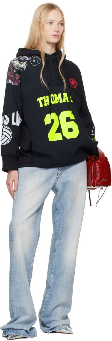 Sweatshirt Marine Serre Marine Serre Regenerated Graphic Hoodie Sort | UST025A UJER0007, 3