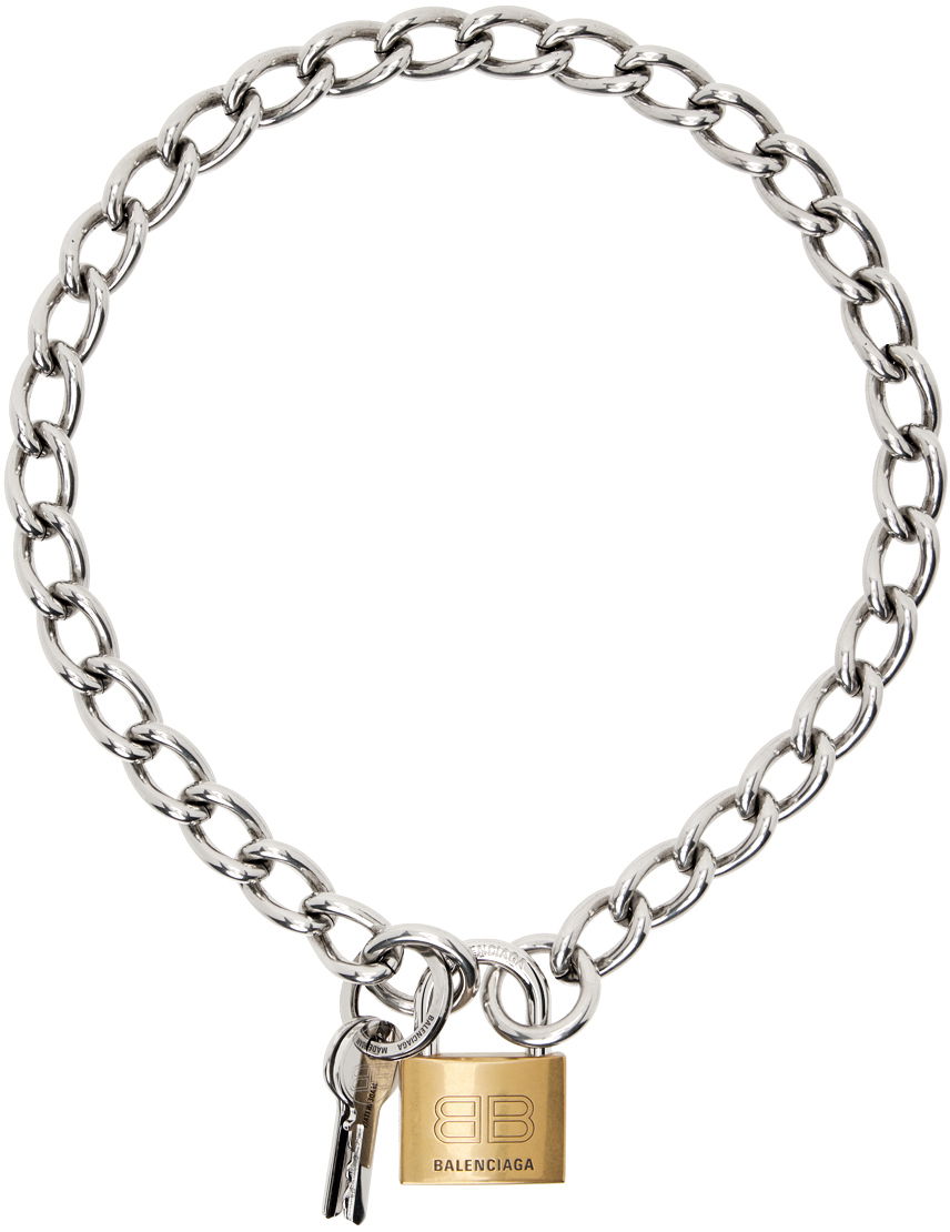 Halskæde Balenciaga Silver Locker Necklace Metalisk | 770281-TZ792-1106, 0