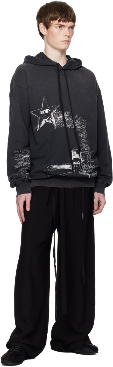 Sweatshirt Ann Demeulemeester Ann Demeulemeester Olly Sketchbook High-Comfort Hoodie Sort | B0012870-FA639-098, 3