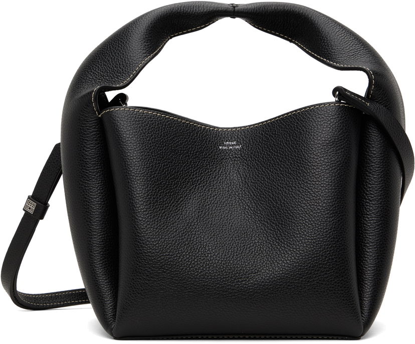 Skuldertaske TOTEME TOTEME Grained-Leather Bucket Bag Sort | 233-9111-613