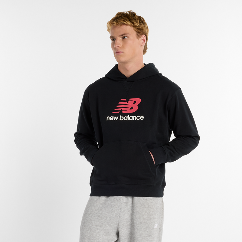 Sweatshirt New Balance Essentials Stacked Logo Hoodie Sort | NBMT51512BK