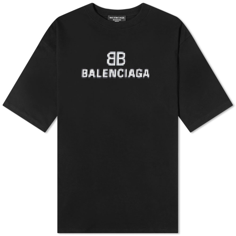 T-shirt Balenciaga Pixelated Logo Tee Sort | 612966-TKVI7-1070, 0