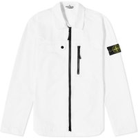 Jakke Stone Island Supima Cotton Twill Stretch-TC Zip Shirt Jacket Hvid | 801510210-V0001, 1