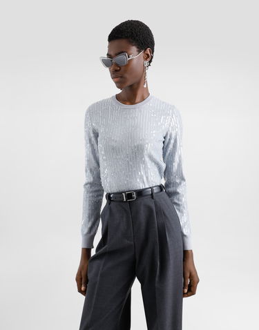 Sweater Dolce & Gabbana Sequin Embellishment Crewneck Sweater Grå | FXX74ZJAIQ9N0040, 3