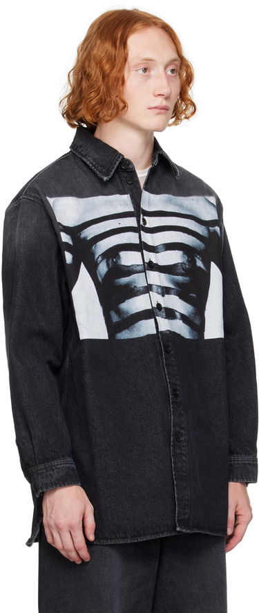 Skjorte Jean Paul Gaultier Jean Paul Gaultier 'The Body Marinière' Print Denim Shirt Sort | 24/30-F-CH063I-D016-060100, 1