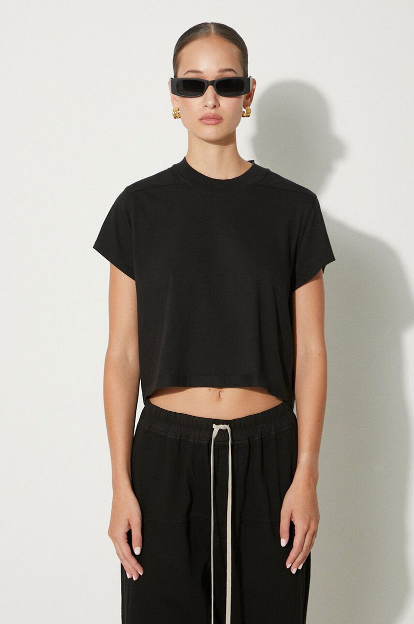 T-shirt Rick Owens Cropped Small Level T-Shirt Sort | DS02D2207.RN