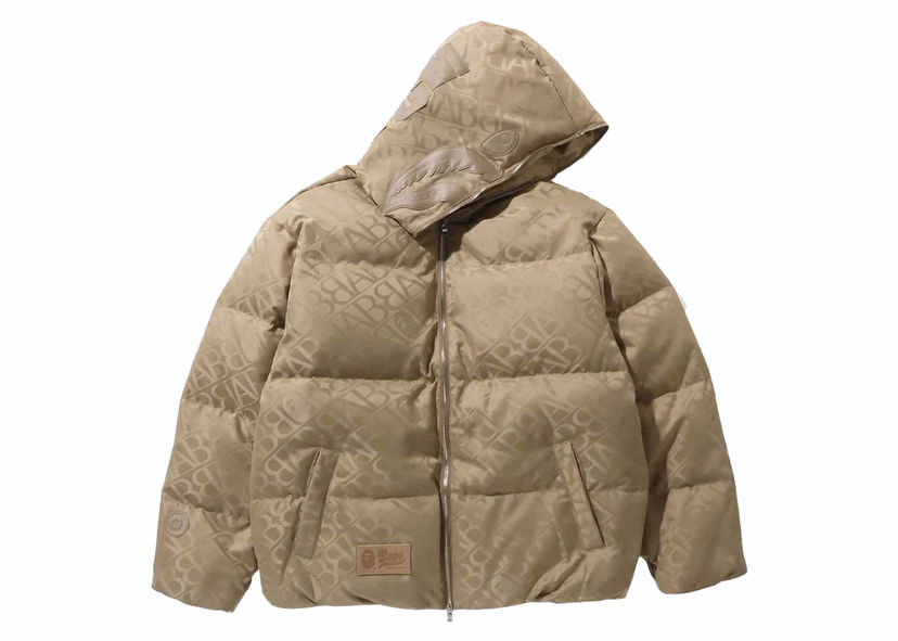 Jakke BAPE BAPE Sport Monogram Shark Hoodie Puffer Down Jacket Beige Beige | 1J80-144-054