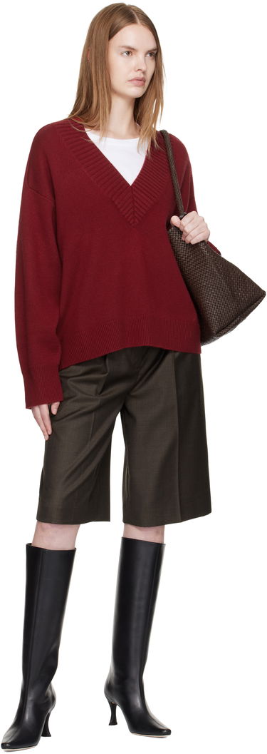 Sweater Loulou de Saison Loulou de Saison Sage LDS Cashmere V-Neck Sweater Bourgogne | SAGE LDS, 3