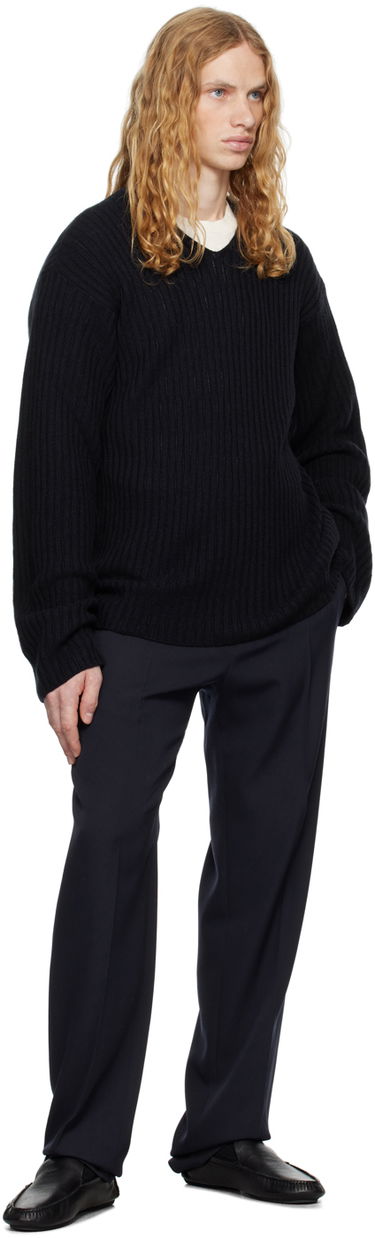 Sweater The Row The Row Gustave Ribbed V-Neck Sweater Sort | 713-Y556, 3