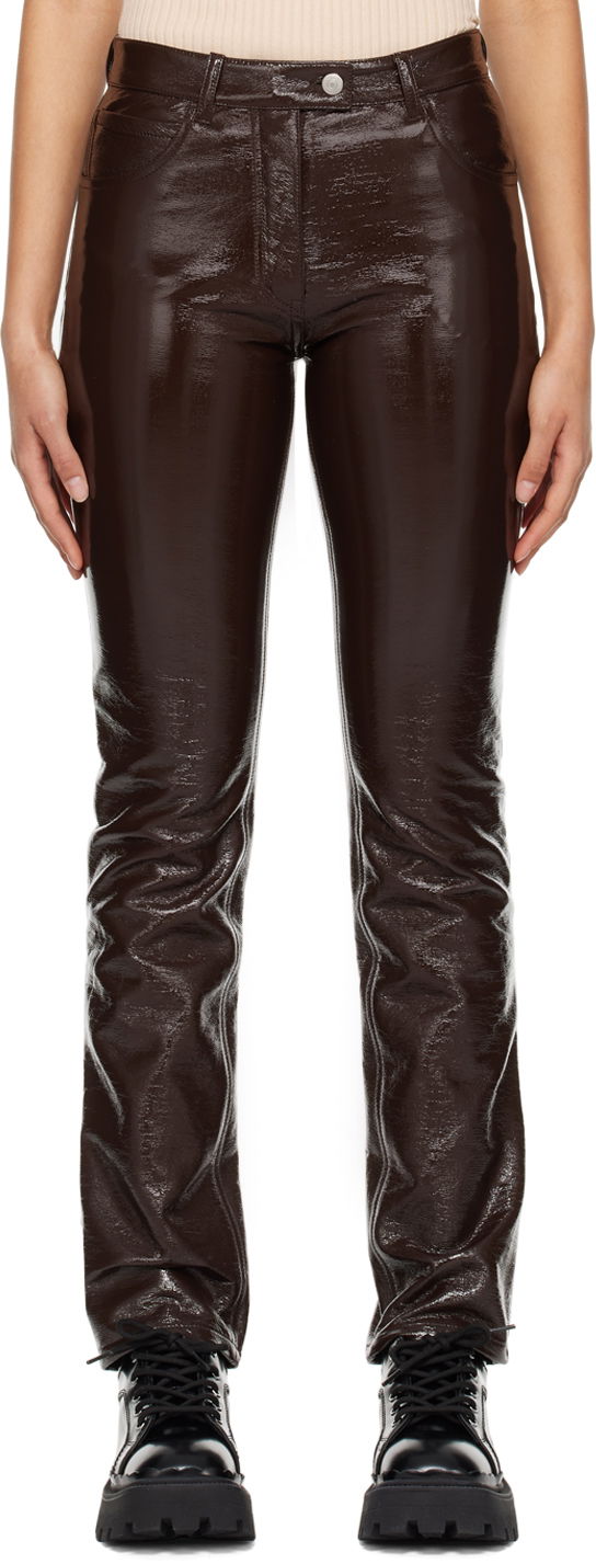 Bukser Courrèges Five-Pocket Vinyl Trousers Brun | PERCPA013VY0003