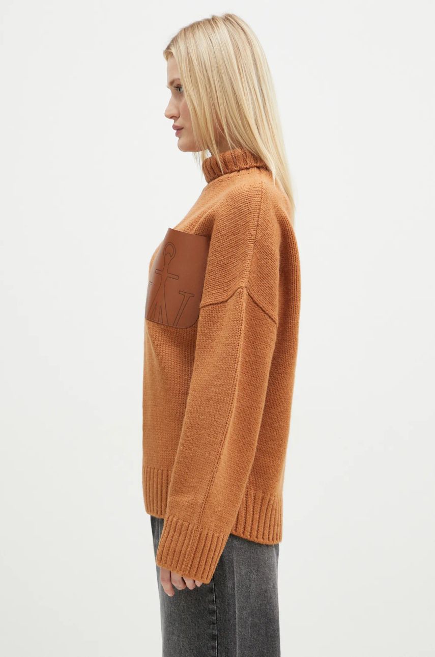 Sweater JW Anderson JW Anderson Leather Patch Pocket Turtleneck Jumper Brun | KW1292.YN0367.619, 1