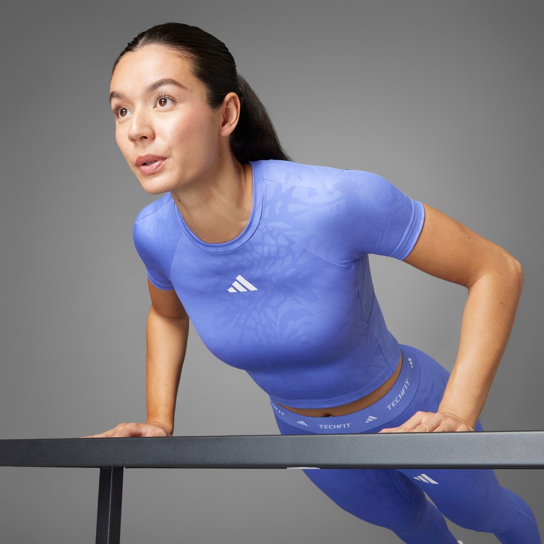 Crop top adidas Performance Techfit Printed Crop T-Shirt Lilla | JE3638, 0