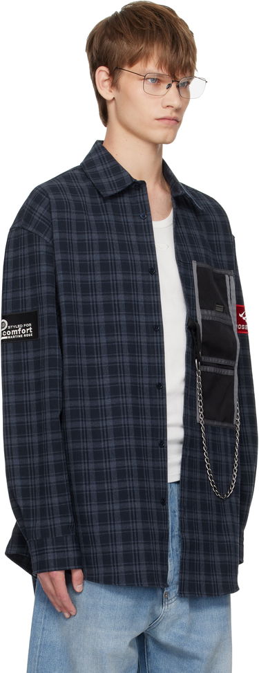 Skjorte Martine Rose Martine Rose Wallet Check Shirt Mørkeblå | 477WS32527, 1